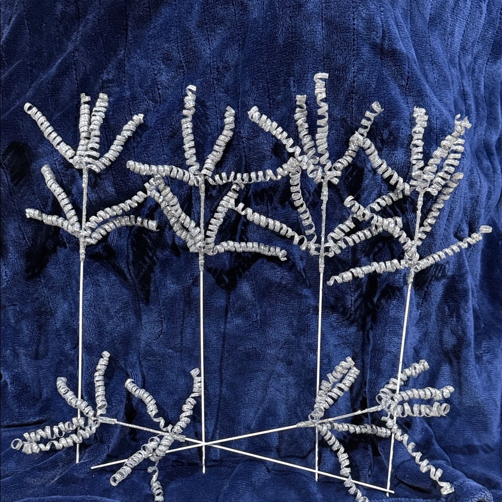 Silver Sparkle Floral Pick Set - 8 Decorative Stems